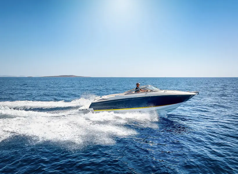 Luxury boat gliding through water