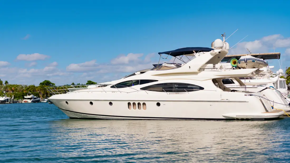 Elegant boat anchored at marina