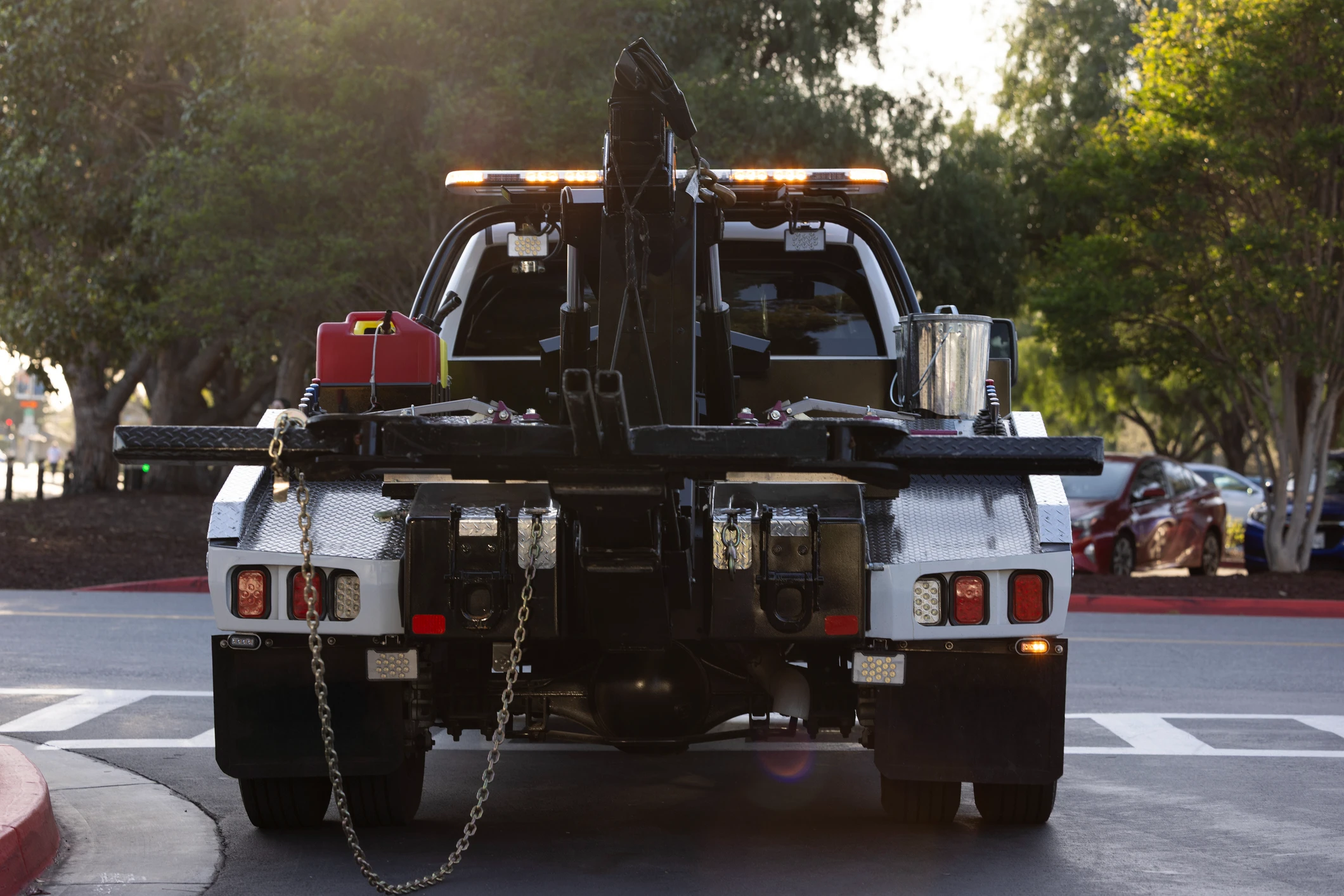 Rear view of a tow truck