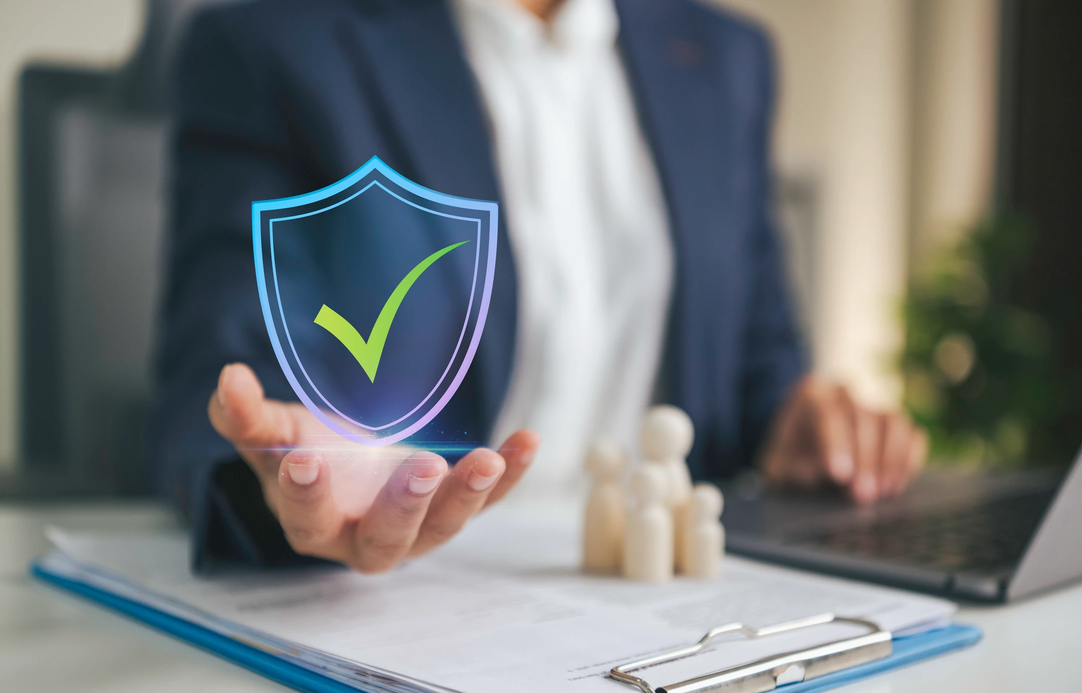 Digital security concept with checkmark icon